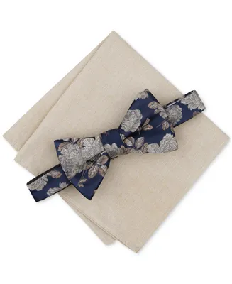 Bar Iii Men's Ellery Floral Bow Tie & Solid Pocket Square Set, Created for Macy's