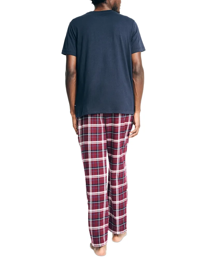 Nauitica Men's 2-Pc. Classic-Fit Solid T-Shirt & Plaid Flannel Pajama Pants Set