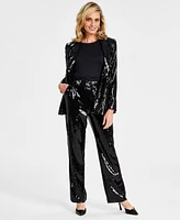 I.n.c. International Concepts Women's Sequin Straight-Leg Pants, Regular & Petite, Created for Macy's