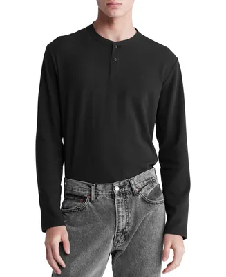 Calvin Klein Men's Regular-Fit Waffle-Knit Long-Sleeve Henley