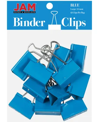 Jam Paper Colorful Binder Clips - Large - 1.5", 41 Millimeter - Binder Clips - 12 Per Pack