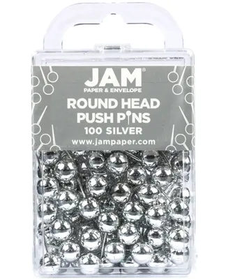 Jam Paper Colorful Push Pins - Round Head Map Thumb Tacks - Pushpins - 100 Per Pack