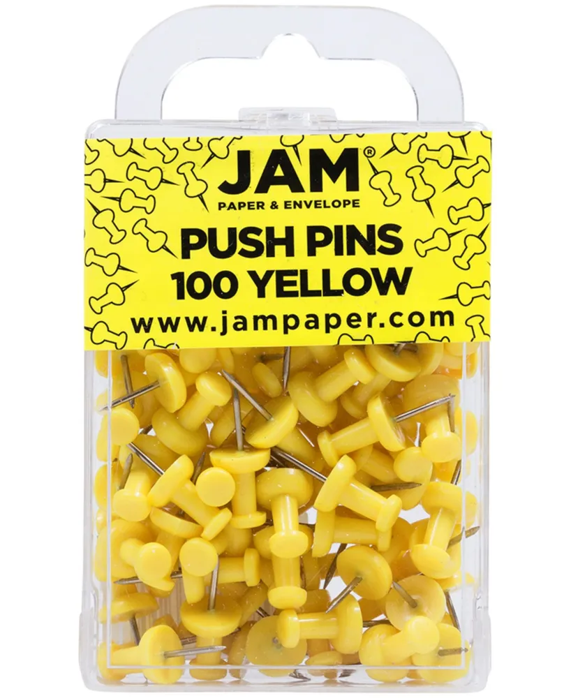Jam Paper Colorful Push Pins - Black Pushpins - 100/Pack