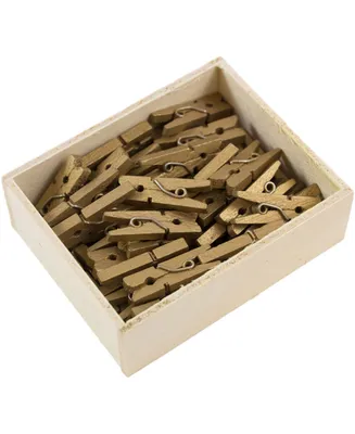 Jam Paper Wood Clothing Pin Clips - Small - 0.88" - 50 Per Pack