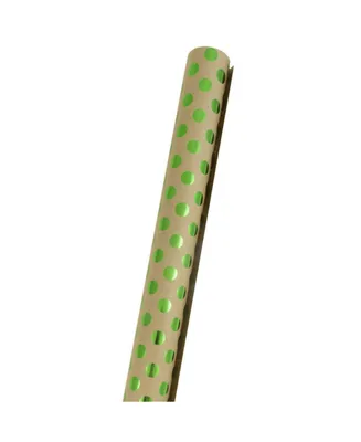 Jam Paper GiFoot Wrap - Kraft Wrapping Paper - 50 Square Foot Total - Foil Polka Dots On Kraft Paper - 2 Rolls Per Pack