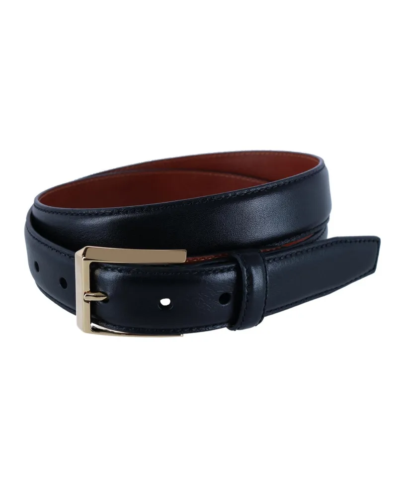 Trafalgar Men's 30MM Pebble Grain Leather Belt with Gold Buckle