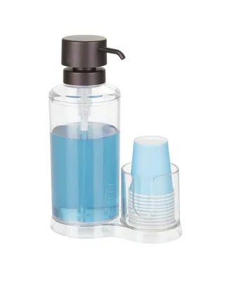 mDesign Plastic Refillable Mouthwash Dispenser/Cup Organizer