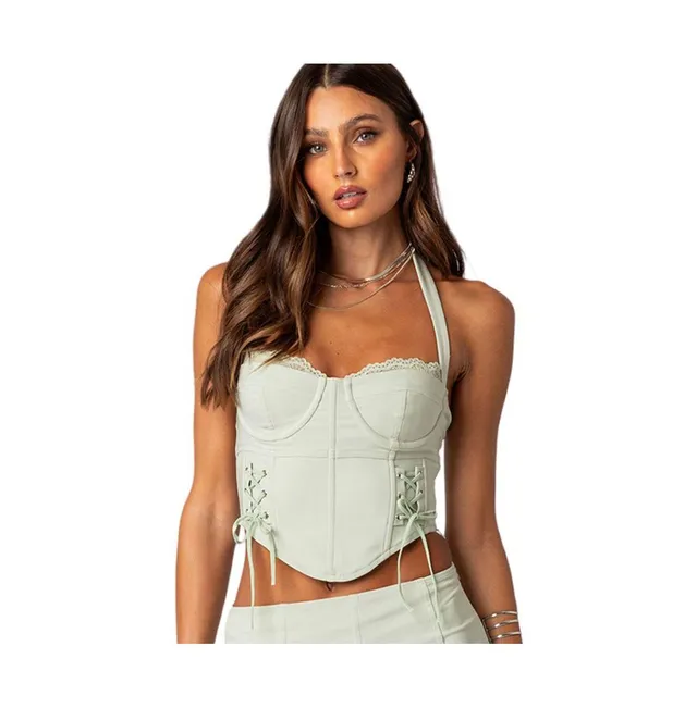 Edikted Women's Thora Woven Lace Up Corset Top