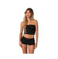 Aislinn printed waffle tube top