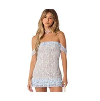 Paradise ruffle lace mini dress