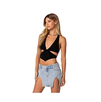 Cady tie front cut out top