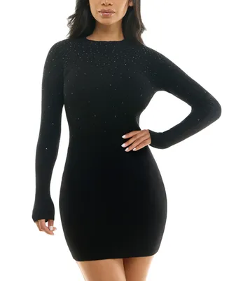 Bcx Juniors' Embellished Rib-Knit Sweater Dress