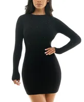 Bcx Juniors' Embellished Rib-Knit Sweater Dress