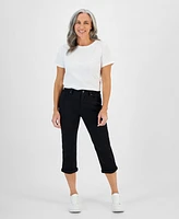 Style & Co Petite Mid-Rise Curvy Roll-Cuff Capri Jeans, Created for Macy's