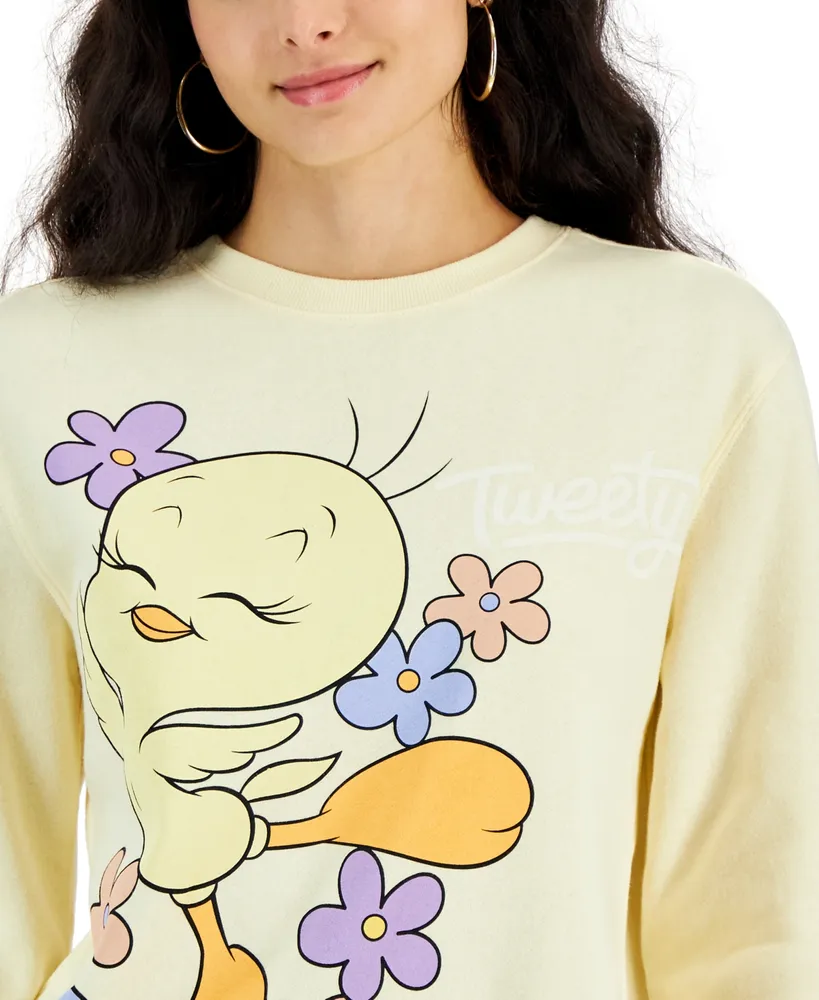 Love Tribe Juniors' Floral Tweety Graphic Sweatshirt