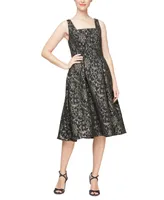 Alex & Eve Women's Floral Square-Neck A-Line Dress