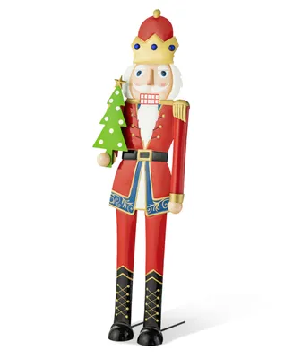 Glitzhome 43.25" H Metal Christmas Nutcracker Yard Stake or Standing Decor or Hanging Decor