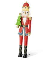 Glitzhome 43.25" H Metal Christmas Nutcracker Yard Stake or Standing Decor or Hanging Decor