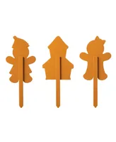 Glitzhome Wooden Gingerbread Man Yard Stake, Set of 3