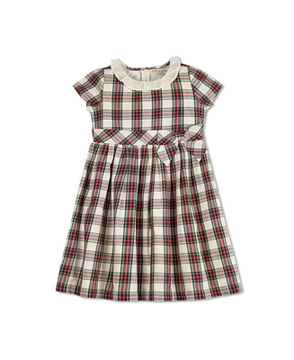 Hope & Henry Big Girls Short Sleeve Ruffle Collar Party Dress with Bow