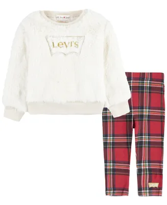 Levi's Baby Girls Sherpa Top and Leggings, 2 Piece Set
