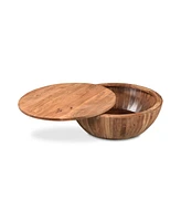 Eske 35.5" Acacia Wood Round Storage Coffee Table