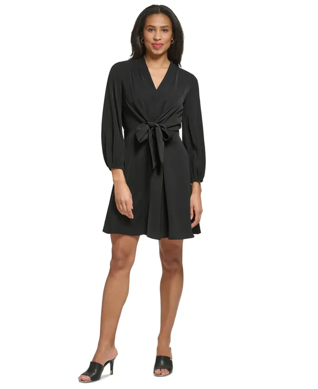 Dkny Women's Zip-Detail Mock-Neck Long-Sleeve Dress