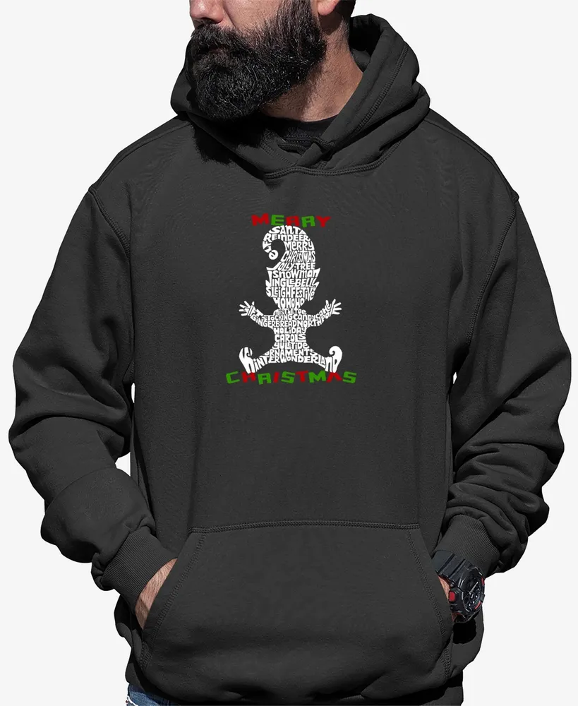 La Pop Art Men's Christmas Elf Word Hooded Sweatshirt