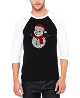 La Pop Art Men's Christmas Snowman Raglan Baseball Word T-shirt