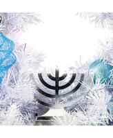 24" Pre-Decorated Menorah Artificial Pine Hanukkah Wreath