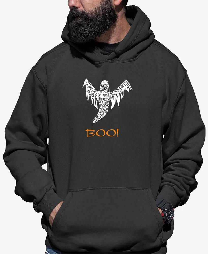 La Pop Art Men's Halloween Ghost Word Hooded Sweatshirt