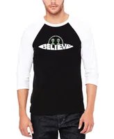 La Pop Art Men's Believe Ufo Raglan Baseball Word T-shirt