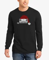 La Pop Art Men's Christmas Peeking Cat Word Long Sleeve T-shirt