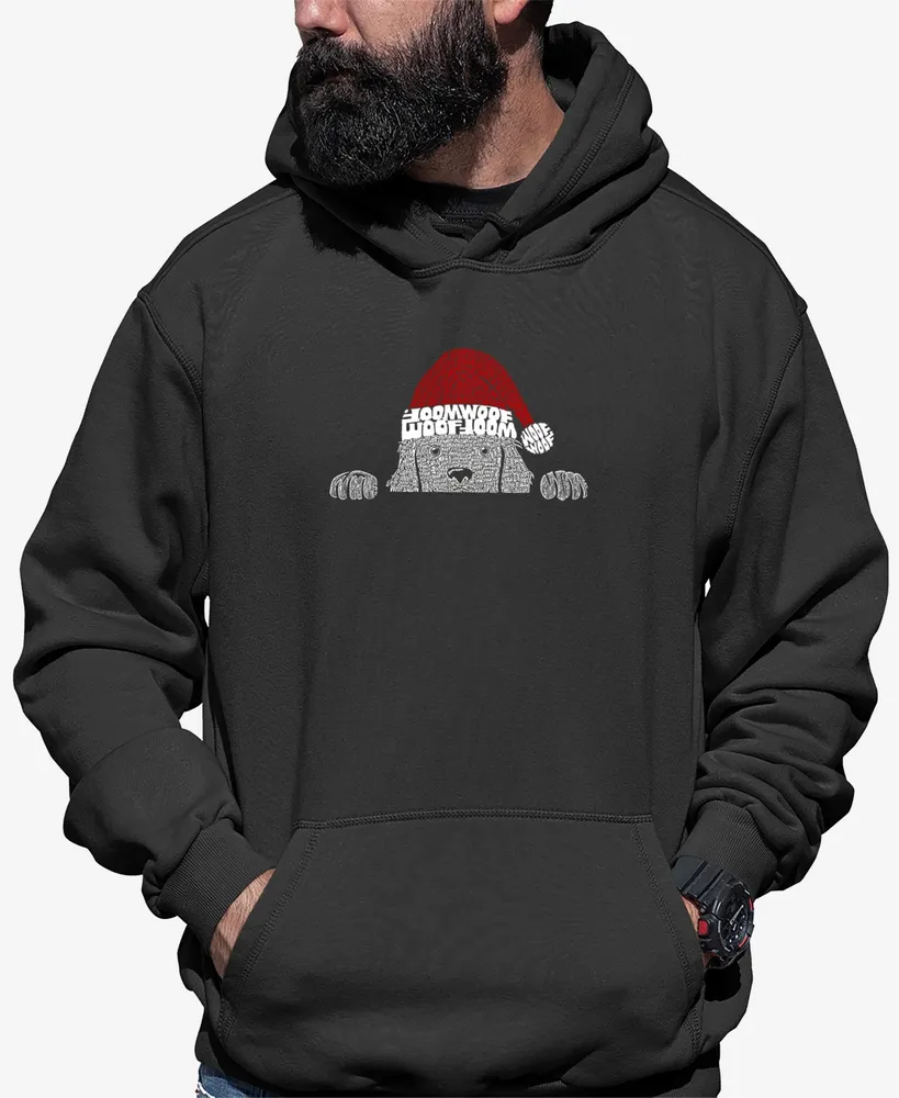 La Pop Art Men's Christmas Peeking Dog Word Hooded Sweatshirt