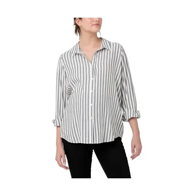 Ripe Maternity Women's Lou Button Up Stripe Shirt Black/White