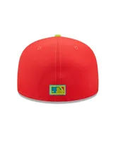 Men's New Era Red, Neon Green Los Angeles Dodgers 1978 World Series Lava Highlighter Combo 59FIFTY Fitted Hat