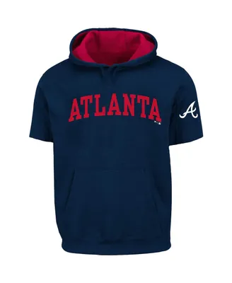 Atlanta Braves Profile Big & Tall Contrast Short Sleeve Pullover Hoodie -  Oatmeal