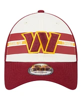 Men's New Era Cream, Burgundy Washington Commanders Team Stripe Trucker 9FORTY Snapback Hat