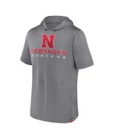 Men's Fanatics Heather Gray Nebraska Huskers Modern Stack Hoodie T-shirt