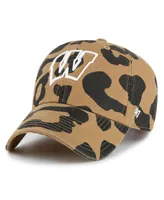 Women's '47 Brand Wisconsin Badgers Rosette Leopard Clean Up Adjustable Hat