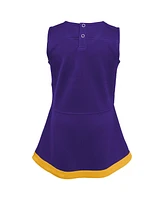 Girls Toddler Purple, Gold Lsu Tigers Two-Piece Cheer Captain Jumper Dress and Bloomers Set