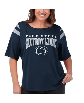 Women's G-iii 4Her by Carl Banks Navy Penn State Nittany Lions Plus Linebacker Half-Sleeve T-shirt