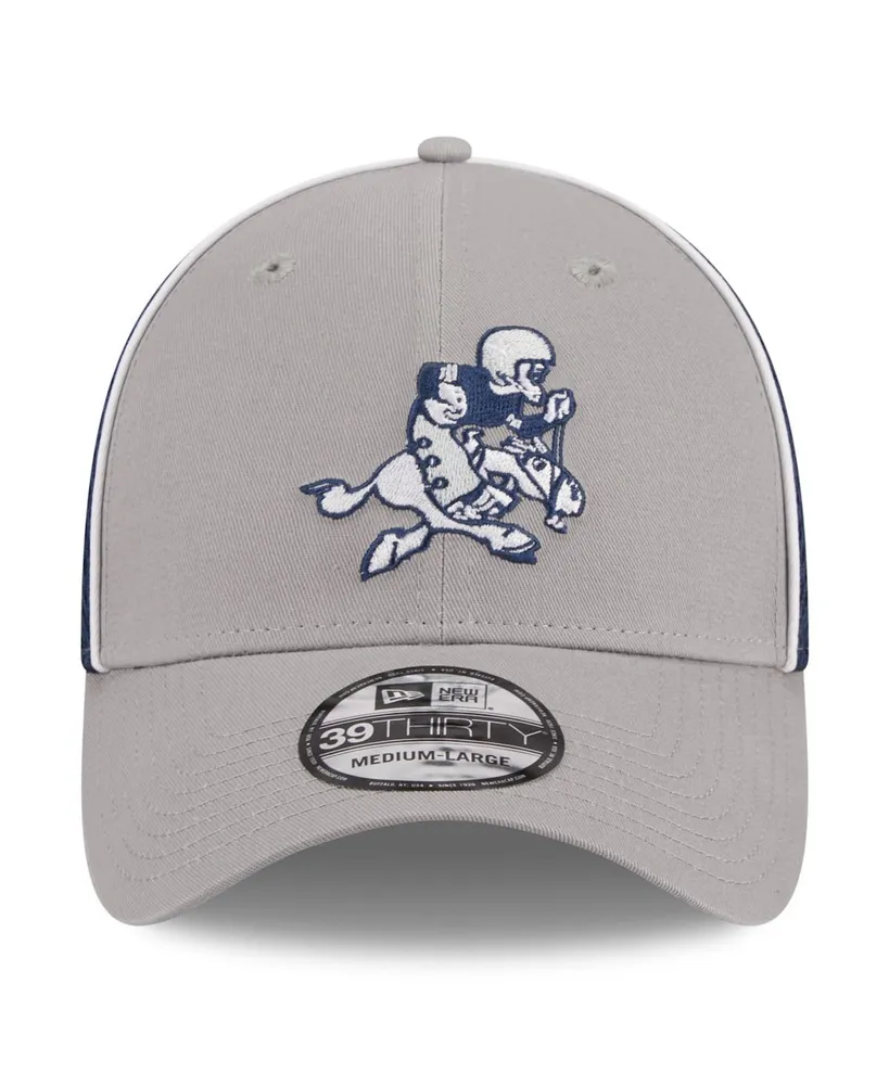 Men's New Era Silver, Navy Dallas Cowboys Pipe Retro Joe 39THIRTY Flex Hat