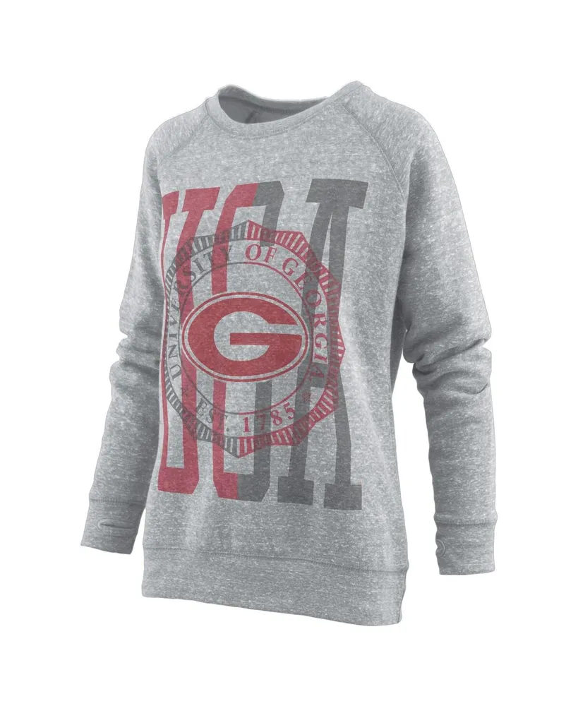 Women's Pressbox Heather Gray Georgia Bulldogs Knobi Raglan Pullover Sweatshirt