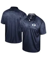 Men's Colosseum Navy Byu Cougars Honeycomb Raglan Polo Shirt