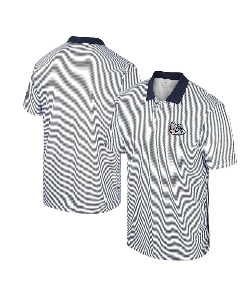 Men's Colosseum White, Navy Gonzaga Bulldogs Print Stripe Polo Shirt