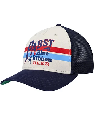 Men's American Needle Cream, Navy Pabst Blue Ribbon Sinclair Snapback Hat