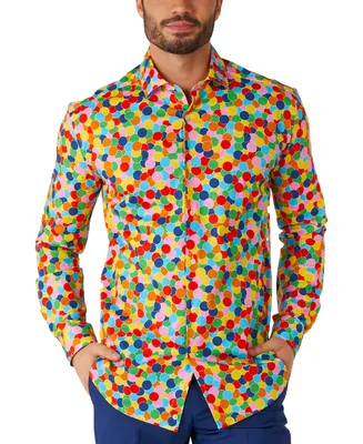 OppoSuits Men's Long-Sleeve Confetti Graphic Shirt
