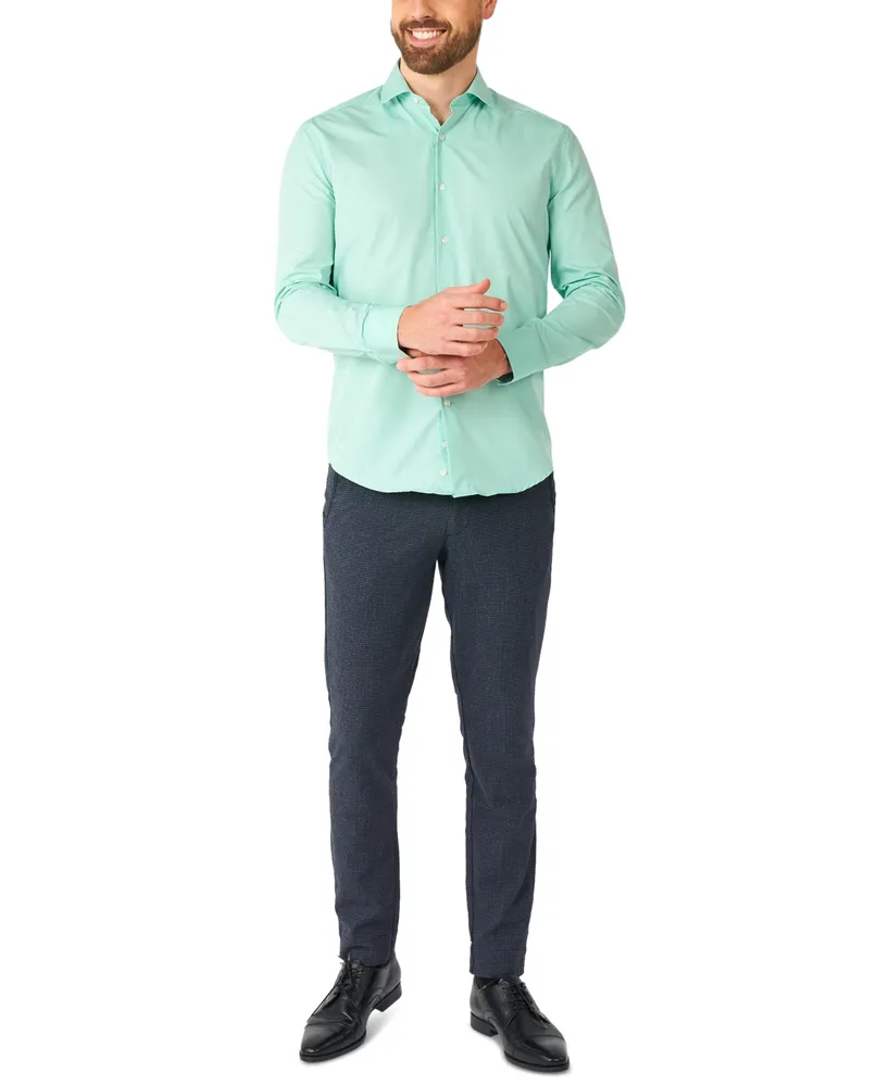OppoSuits Men's Long-Sleeve Magic Mint Solid Shirt