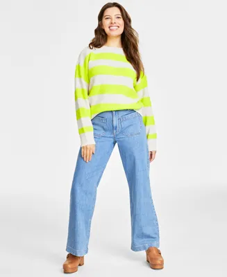 On 34th Women's Shaker Crewneck Long-Sleeve Sweater, Created for Macy's